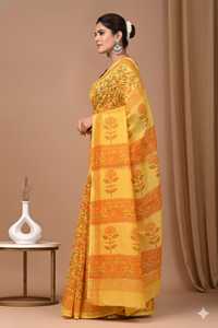 Sari en soie Chanderi ethnique avec un design de bordure élégant - Product Image 3