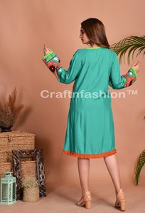 Designer Embroidered <b>Dress</b> Luxury <b>Women's</b> <b>Tunic</b> Top Causal Wear Comfortable & Floral Embroidery A-Line <b>Dress</b> - Product Image 3