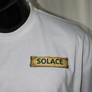 T-shirt blanc à manches courtes pour homme SOLACE, col rond, coupe classique, jersey de coton, streetwear décontracté, impression de logo sur le devant, fils fins - Product Image 6