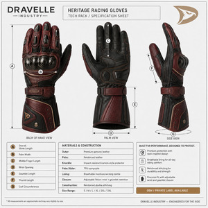 Guantes de Carreras al por Mayor de Cuero Vacuno con Protección Completa para los Dedos y Nudillos de Fibra de Carbono, Correa de Muñeca Ajustable, Equipo de Conducción - Product Image 6