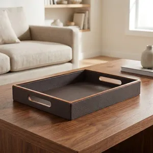Plateau de service rectangulaire en cuir pour table à manger, décoration intérieure, service et rangement pour les fêtes - Product Image 6
