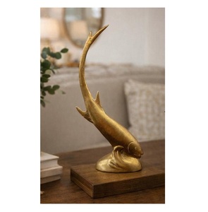 Décoration de table en laiton antique en forme de poisson, pour console, cheminée et étagère de présentation - Product Image 1