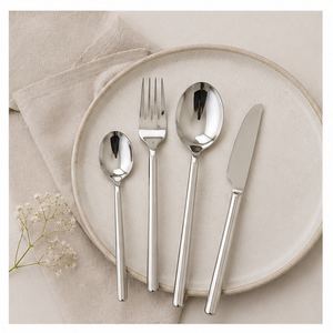 High Quality Luxury Stainless Steel Eco-friendly Minimalist Design Silver Cutlery <b>Set</b> for Home Wedding and Restaurant Use - Product Image 6