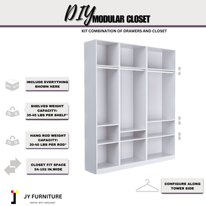 Armario Modular Extensible y Convertible de MDF, Ecológico, Duradero y Moderno, Personalizado por JY Project, Armario Independiente RTA - Product Image 6