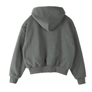 เสื้อฮู้ดผ้าฝ้ายสำหรับสตรีพิมพ์ลายโลโก้ตามสั่งพร้อมการตกแต่งลูกไม้สำหรับฤดูหนาว - Product Image 3