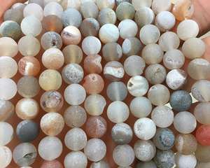 Perles rondes mates en agate druzy naturelle, perles en quartz druzy pour la fabrication de bijoux, fournisseur en gros de pierres précieuses - Product Image 5