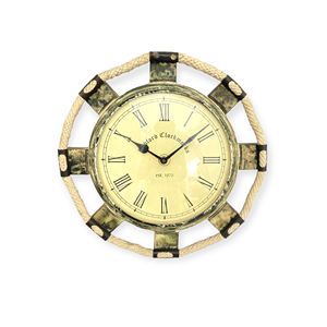 นาฬิกาแขวนผนังแบบใช้แบตเตอรี่ สไตล์อาร์ตเดโค ลายเชือกเรือไม้ สำหรับห้องนั่งเล่น - Product Image 1