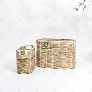 Tall oval twisted wicker nesting basket/woven decorative basket storage tote/organizer bin box for towels, toys, clothes stoage