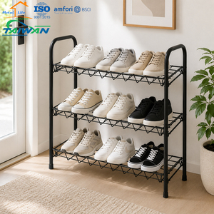 Made in Taiwan 3-Tier Large Capacity Wire <b>Shoe</b> <b>Rack</b> Tool-Free Easy Assembly <b>Storage</b> Organizer for Home - Product Image 3
