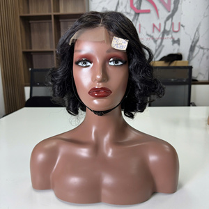 Peluca de cabello humano rizado Boucny vietnamita 100% de gran calidad con encaje transparente Color negro rizado natural - Product Image 1