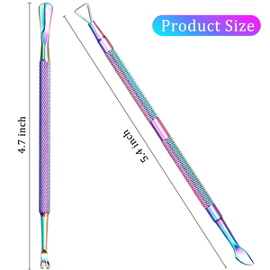 Outil de manucure professionnel de luxe en acier inoxydable réutilisable, pousse-cuticules double tête pour des ongles propres et lisses et un entretien facile - Product Image 3