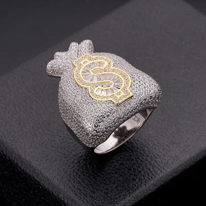 Anillo de Plata 925 de Primera Calidad con Diamante Cultivado en Laboratorio, Diseño de Dólar con Piedra Brillante, para Revendedores de Joyería - Product Image 1