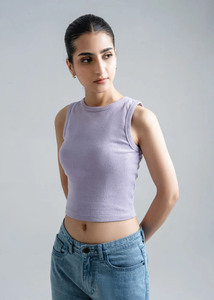 Custom Women Ribbed Crop CAMIS Sleeveless Cotton Stretch Casual Summer Basic Fitness Vest Floral Pattern Sweet Style - Product Image 4