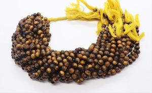 Cuentas Redondas Lisas de Ojo de Tigre Natural AAA de 7-8 mm, Cuentas Redondas Lisas de Ojo de Tigre Amarillo de 13 Pulgadas, Cuentas de Piedras Preciosas de Ojo de Tigre para Joyería - Product Image 3