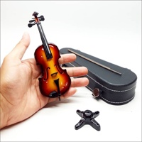 Violon miniature en résine avec étui rigide pour décoration intérieure et objets de collection, thème musical, hauteur 18 cm