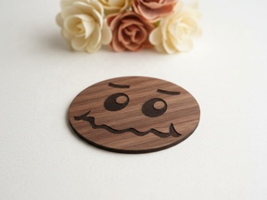 Funny Emoji Face Laser Engraved Solid Wood <b>Coaster</b> Handcrafted Heat Resistant <b>Drink</b> Mat Table Protector Coffee Tea Glass - Product Image 3