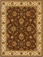Handgefertigter Brauner Blumen-Wollteppich Klassisches Orientalisches Design Teppich mit Elfenbein-Bordüre für Wohnzimmer und Hotel Motivteppiche
