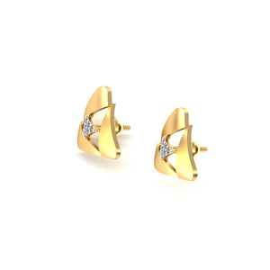Pendientes con Forma de Triángulo, Pendientes de Diamantes en Oro Amarillo de 18K, Diseño Minimalista para Uso Diario de Mujeres - Product Image 2