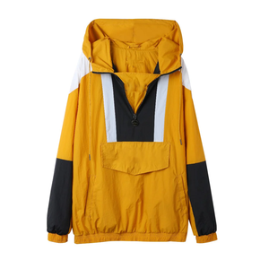 Veste coupe-vent à capuche demi-zip Alpha Old Gold, color block, en nylon, anorak, coupe-vent, résistante à l'eau, grande taille, unisexe, pour l'extérieur - Product Image 2