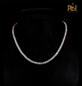 สร้อยคอเพชรทรงกลมเพาะเลี้ยงในห้องปฏิบัติการ ทองคำแท้ 9K 14K 18K ขายส่งจากโรงงานโดยตรง - Product Image 1