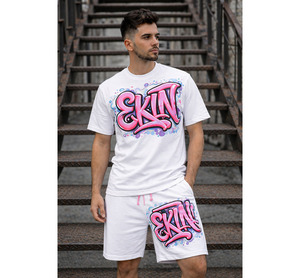 Conjunto Deportivo Informal de Verano 2025 para Hombre, Transpirable, de Algodón, con Estampado Blanco, Personalizado, para Entrenamiento y Jogging - Product Image 1