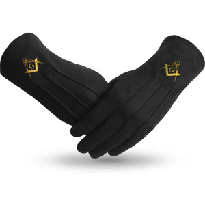 Gants en coton blancs maçonniques avec broderie croix rouge, longueur poignet, pour usage quotidien, style uni - Product Image 4