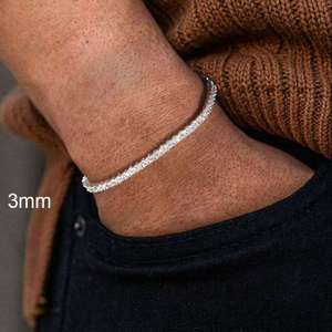 กำไลข้อมือเทนนิสโมอิสซาไนต์ขนาด 2 มม. 3 มม. 4 มม. 5 มม. 6.5 มม. เงินแท้ S925 สี D ระดับความสะอาด VVS ชุบทอง 18K ประดับเพชรเต็มวง สไตล์ฮิปฮอป เครื่องประดับสำหรับทุกเพศ - Product Image 6