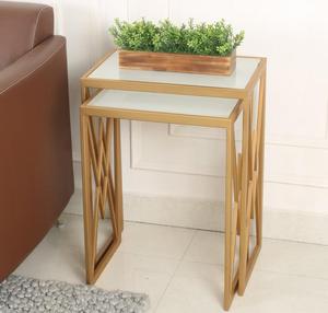 Modern <b>Gold</b> Metal <b>Console</b> <b>Table</b> with Tempered Glass Top and Cross Base Design for Living Room Furniture - Product Image 1