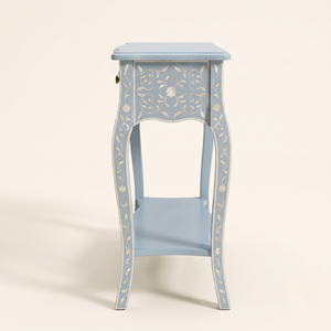 Table console bleu clair à motif floral pour usage domestique, vente en gros, matériau en os incrusté pour salon, achat en ligne - Product Image 4