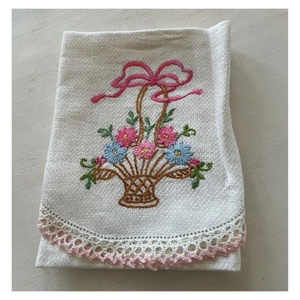 Mariposas con plantas florales lindo bordado lavable 100% algodón orgánico al por mayor personalizado suave duradero toallas de cocina - Product Image 2