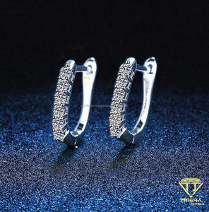 Moissanite Diamond Hoop Earrings 925 Sterling <b>Silver</b> Wedding Jewelry Sparkling Luxury Earrings For Women Gift - Product Image 2