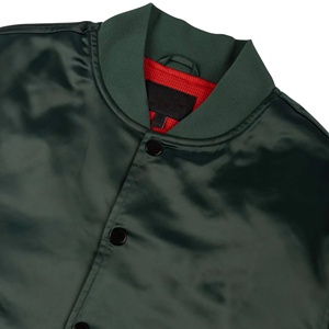 Blouson de baseball letterman universitaire personnalisé Blouson en satin Manches longues Blouson universitaire vert grande taille pour hommes - Product Image 4