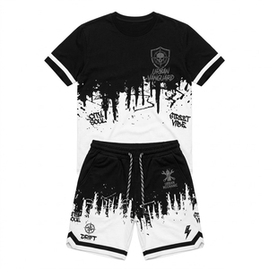 ชุดเซ็ตฤดูร้อน 2 ชิ้น ปักลายสวยงาม พิมพ์โลโก้ตามสั่ง ชุดเซ็ตชาย เสื้อ กางเกงขาสั้น แขนสั้น ชุดชายหาดสองชิ้น - Product Image 1