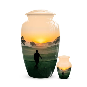 Urna Funeraria Personalizada, Recuerdo Conmemorativo, Diseño de Atardecer en Campo de Golf, para Recordar a un Ser Querido - Product Image 2