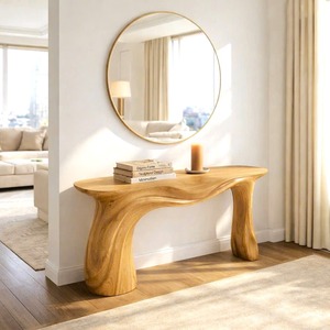 <b>Rustic</b> live edge console <b>table</b> With Pedestal Base Handmade Entryway Furniture For Living Room Luxury Customizable <b>Tables</b> - Product Image 5