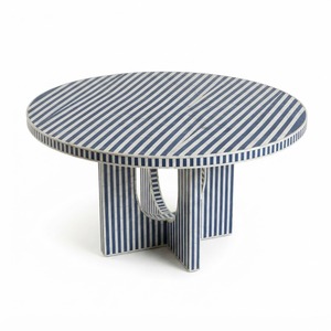 Mesa de Centro Redonda Negra Geométrica Moderna con Incrustaciones de Hueso Hechas a Mano, Decoración de Sala de Estar Artesanal India al por Mayor - Product Image 5