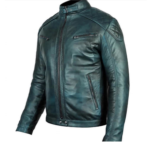 Veste en cuir marron pour homme, en cuir véritable, en peau de mouton, veste en cuir véritable pour moto - Product Image 5