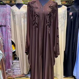 High Quality Modest Dubai Beaded Sequined <b>Long</b> Sleeve Abaya Muslim Traditional Handmade Wedding Women Polyester Breathable V Nec - Product Image 2