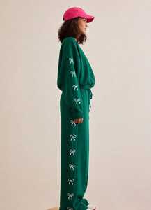Conjunto Deportivo 2 en 1 para Mujer, Verde, Transpirable, Ligero, de Poliéster, Sudadera Holgada con Cuello Alto y Pantalones con Cierre - Product Image 2