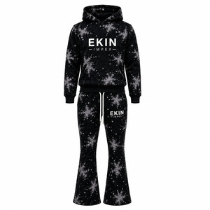 Conjunto de Sudadera con Capucha y Pantalones Deportivos Unisex con Logotipo Personalizado, Forro Polar Grueso, 2 Piezas, Casual, Transpirable, Impresión Digital, Secado Rápido, OEM - Product Image 1
