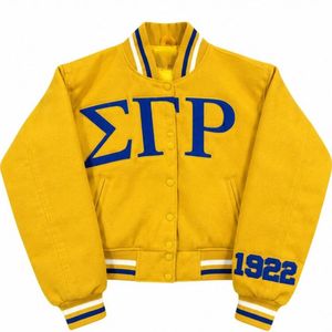 Women's Sigma Gamma Rho Sorority Wool Varsity Jacket Custom Embroidered Sisterhood Letterman <b>Coat</b> Classic Collegiate Outerwear - Product Image 1