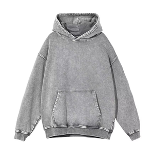 Sweat-shirt à capuche unisexe surdimensionné en coton molletonné 100% avec effet délavé personnalisé, idéal pour l'hiver, le streetwear, séchage rapide, mode décontractée, OEM - Product Image 2