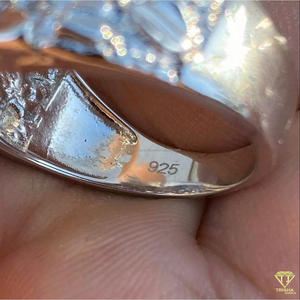 Lab Grown Diamond Cluster Statement <b>Ring</b> for Men White <b>Gold</b> Iced Out Round Cut Luxury Hip Hop <b>Cocktail</b> <b>Ring</b> - Product Image 6