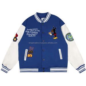 2025 mejor diseño de tendencia Venta caliente de alta calidad de impresión de logotipo personalizado hombres mangas de cuero Stand Collar hombres Varsity chaqueta - Product Image 4