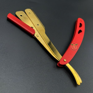 Navaja de Afeitar Profesional Plegable de Acero Inoxidable con Acabado Dorado para Barbería y Salón de Belleza - Product Image 1