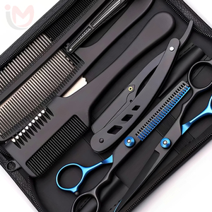 Juego de Herramientas de Peluquería Profesionales de Acero Inoxidable de Alta Calidad con Tijeras, Peines y Cortapelos para Uso en Salón, Estuche Negro - Product Image 4