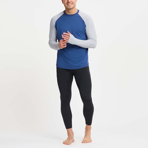 Haut de sport pour homme à manches longues, compression, bicolore, manches raglan, avec trous pour les pouces - Product Image 3