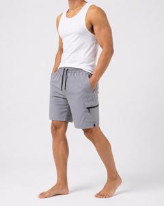 Shorts de sport athlétiques pour hommes, gris, en polyester/coton, écologiques, respirants, à séchage rapide, pour la course à pied et la gym - Product Image 4