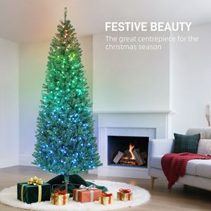 Albero di Natale Artificiale Slim in Abete da 1,8 m con Luci Sincronizzate Fai-da-te e Telecomando con Timer Giornaliero - Product Image 4