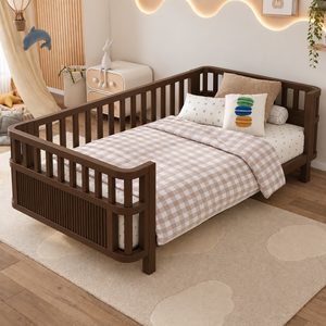 Solid Wood Toddler <b>Bed</b> Twin Size With <b>Guard</b> <b>Rails</b> Scandinavian Style Kids <b>Bed</b> For Babies And Children Durable Design - Product Image 4